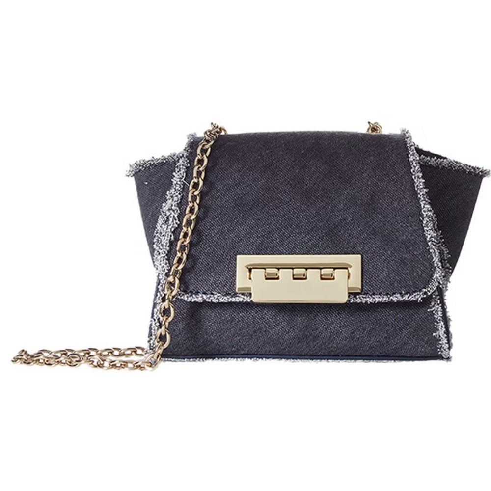 New ZAC Zac Posen Eartha Iconic Mini Crossbody Denim Bag‎ With Chain Strap